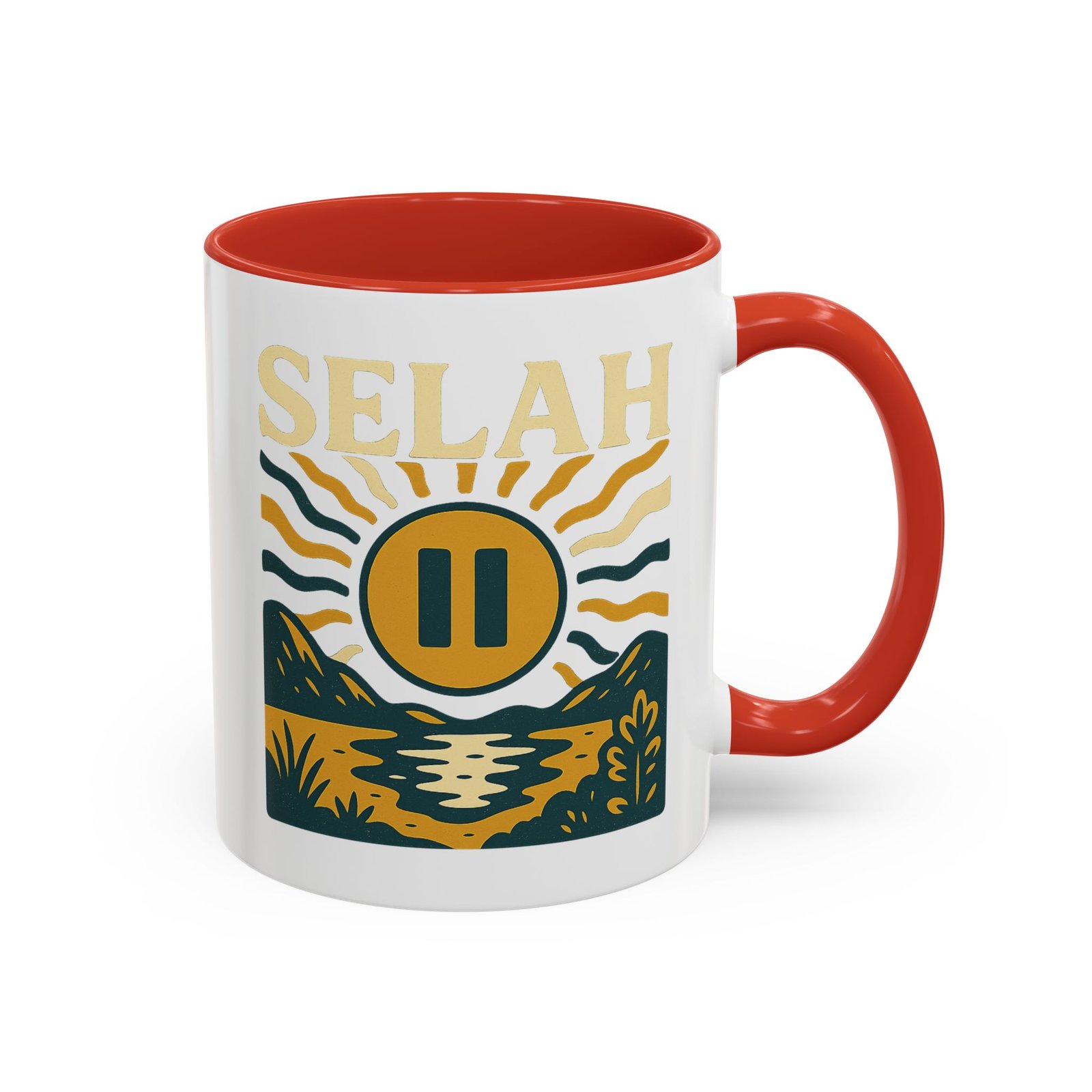 Selah Sunrise Coffee Mug — 11/15oz Accent Ceramic Mug with Pause Symbol and Scenic Nature Design - Image 5