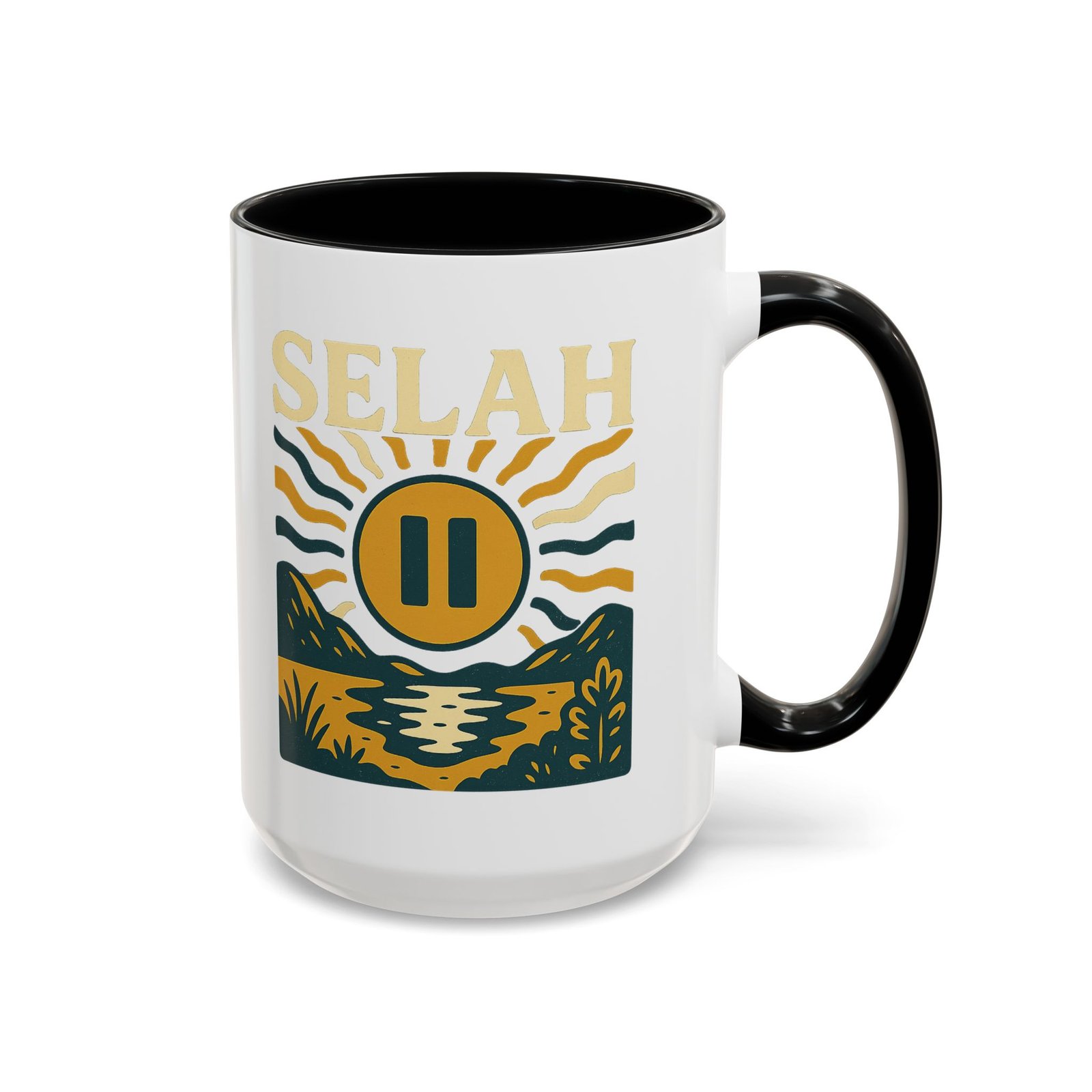 Selah Sunrise Coffee Mug — 11/15oz Accent Ceramic Mug with Pause Symbol and Scenic Nature Design - Image 6