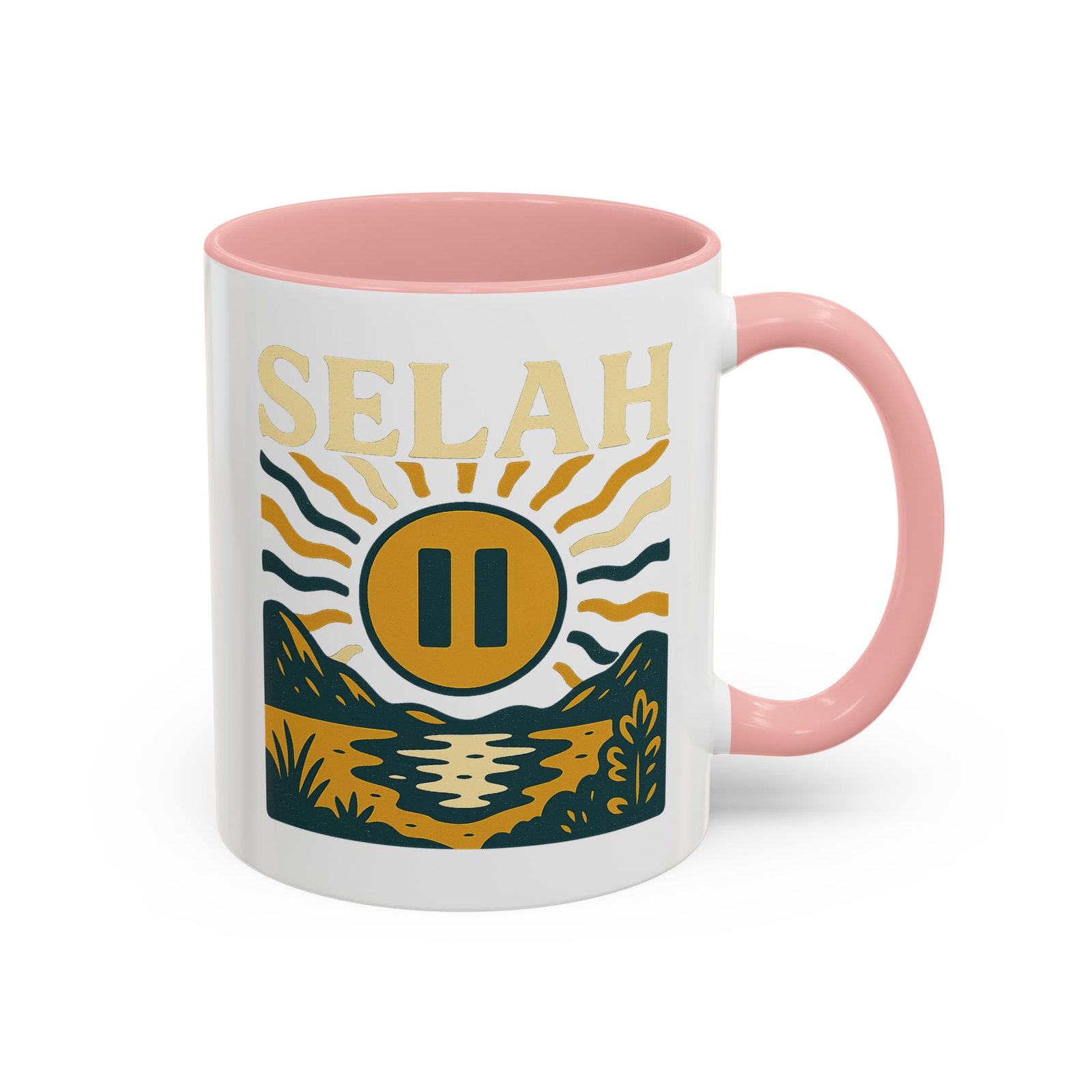 Selah Sunrise Coffee Mug — 11/15oz Accent Ceramic Mug with Pause Symbol and Scenic Nature Design - Image 4
