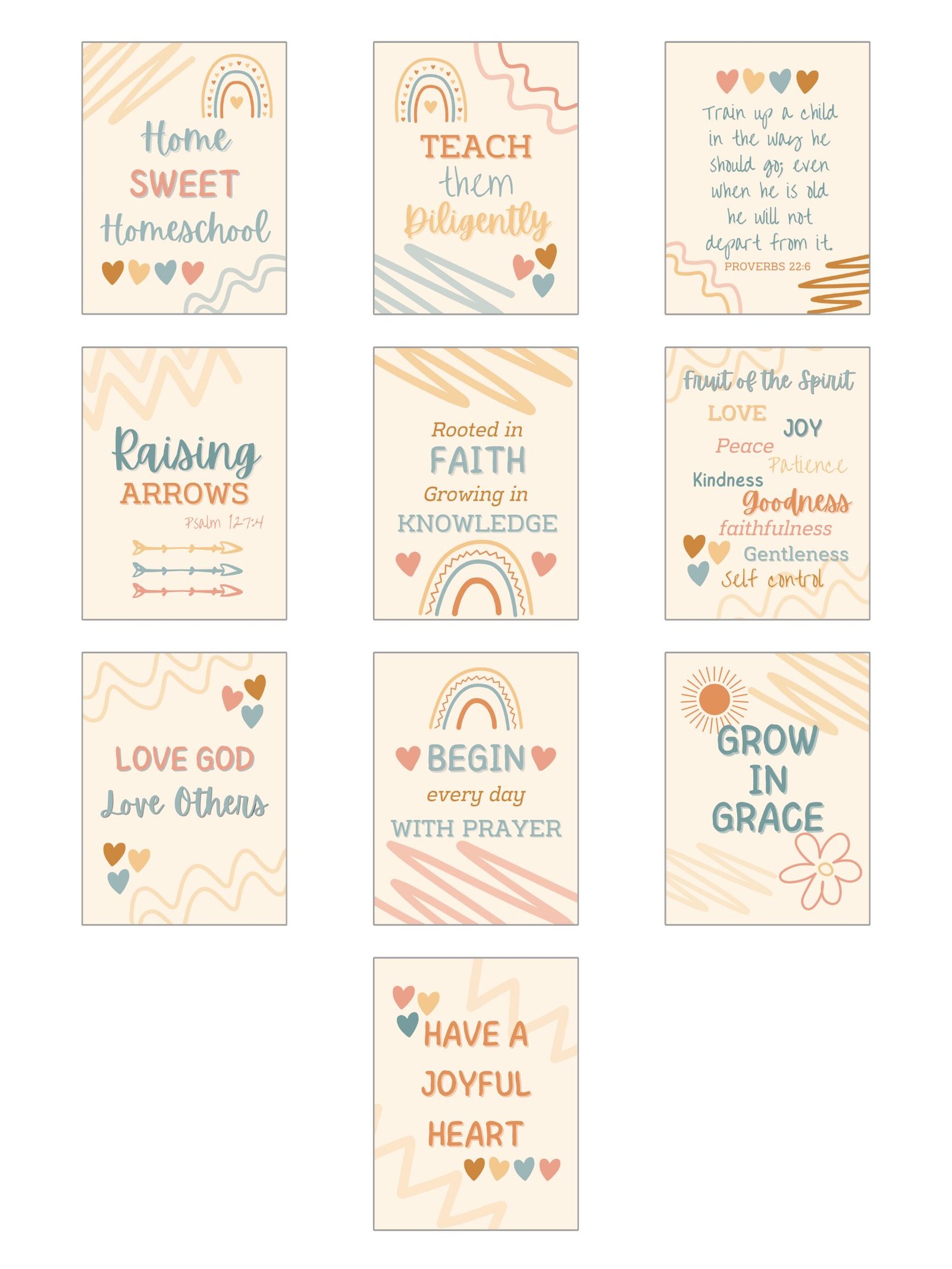 Homeschool Wall Art: Boho Christian Prints, Set of 10 (PDF Download) - Image 2