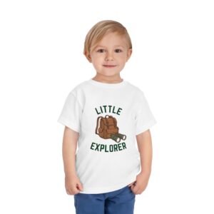 Little Explorer Toddler T-Shirt | Kids Adventure Shirt | Binoculars & Backpack Graphic Tee | Nature Loving Kid Shirt | Outdoor Toddler Tee